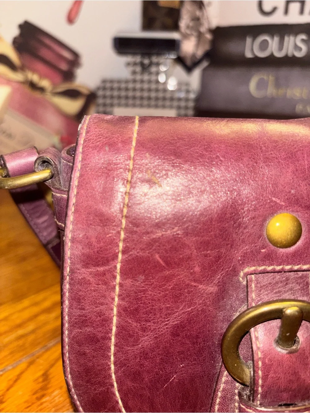 Coach Vintage Legacy Garcia Mini Burgundy Leather Crossbody Bag COA